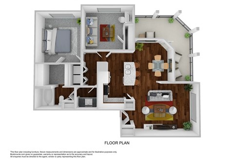 Floor plan for 2 beds, 1 bath, 971 sqft